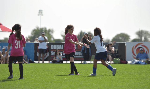Kids practicing soccer